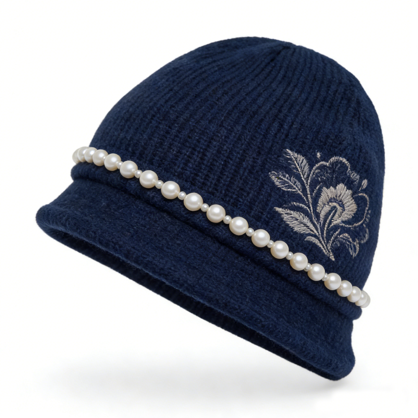 Pearl Trim Knit Beanie