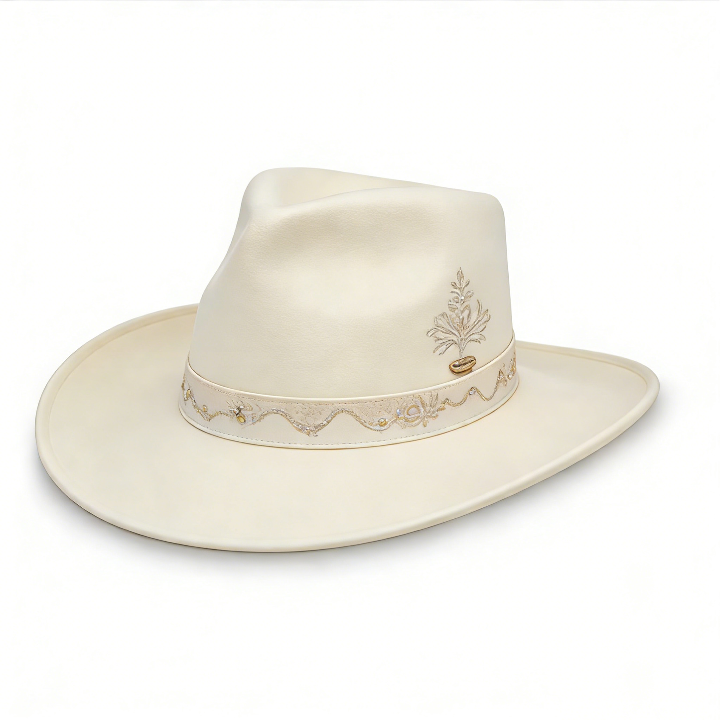 Ivory Embroidered Brim Hat