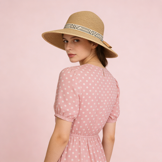 Geometric Band Straw Sun Hat