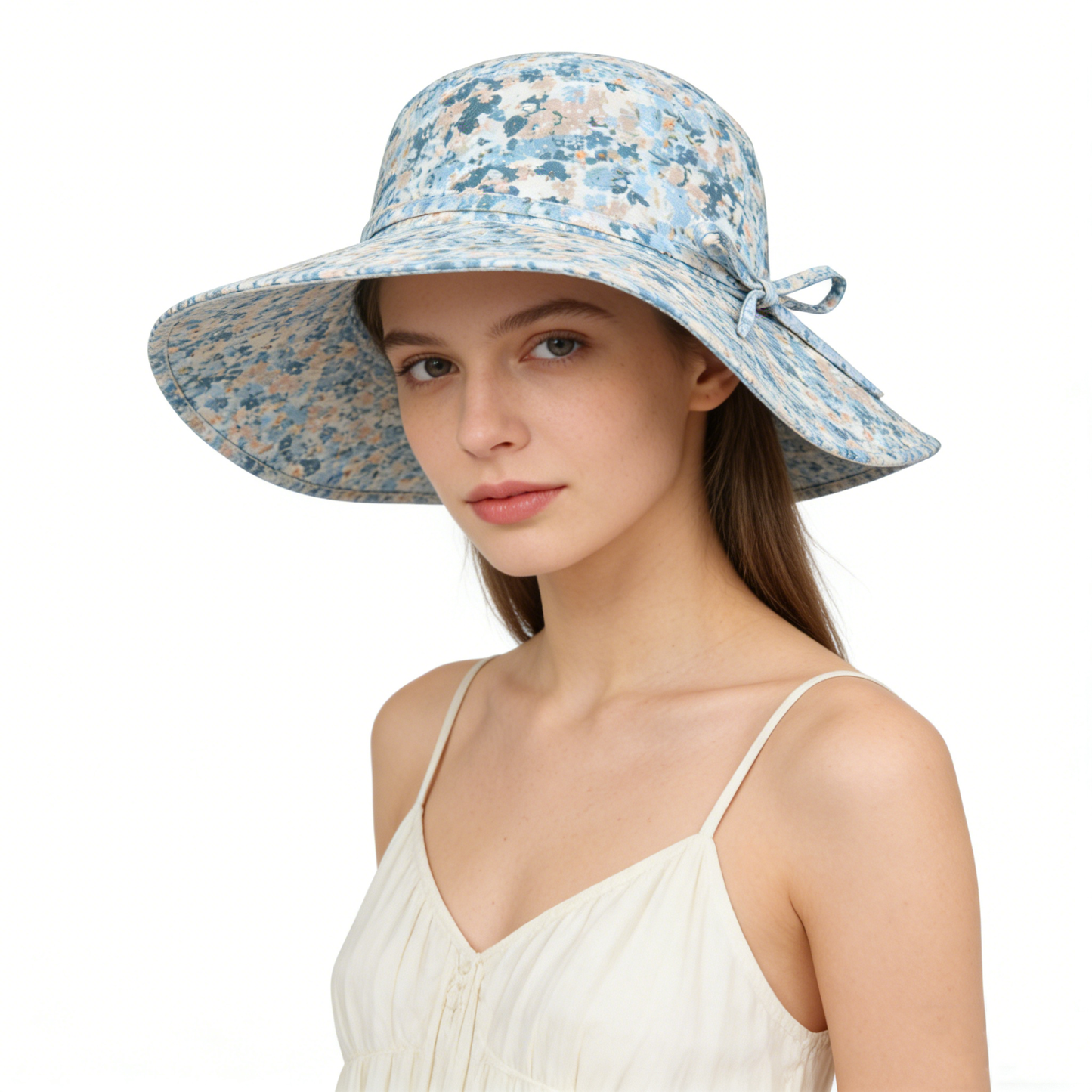 Ditsy Floral Wide-Brim Hat