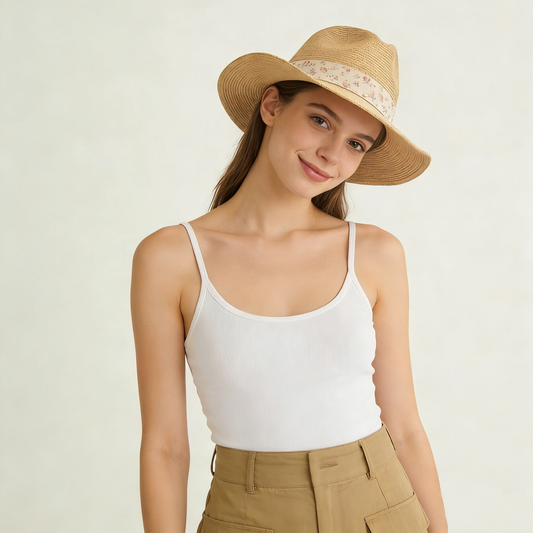 Floral Pearl Straw Fedora