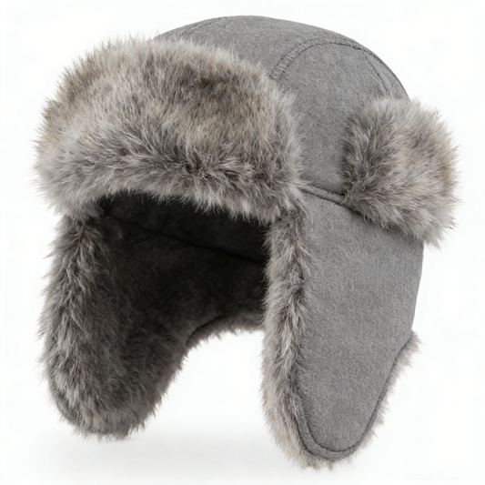 Grey plush Beanie